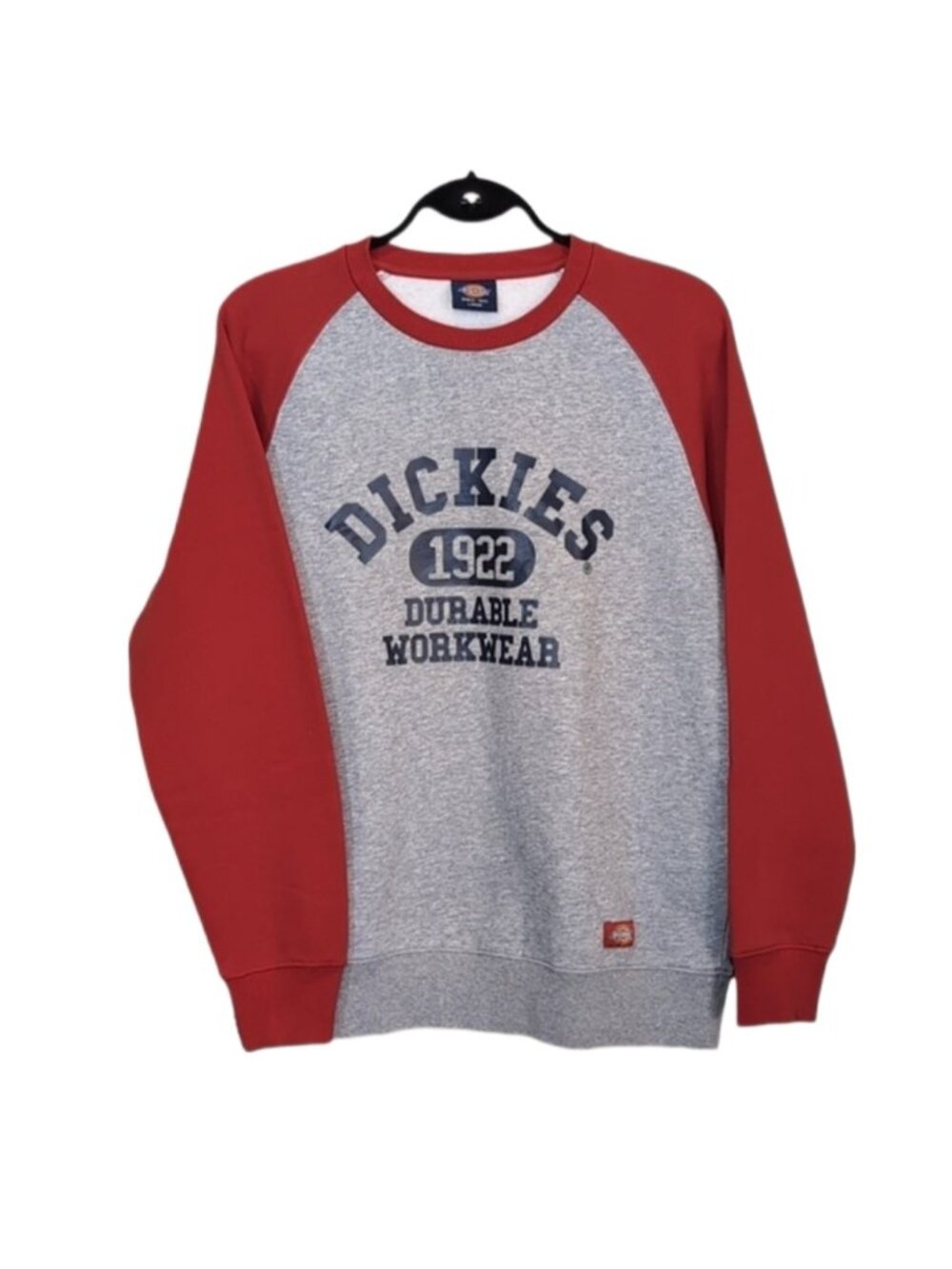 💠Dickies Raglan Sweatshirt 1922 Durable Workwear Grey Red Fleece Mens Large